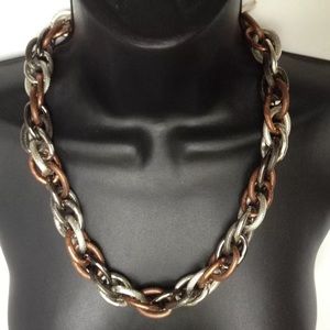 BCBGENERATION NECKLACE LINK CHAIN SILVER COPPER TONED